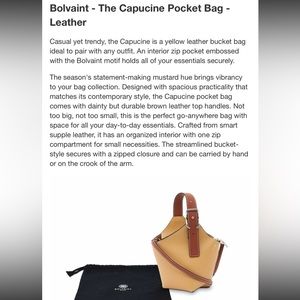 Bolvaint - The Capucine Pocket Bag -yellow 
Leather $980 off retail